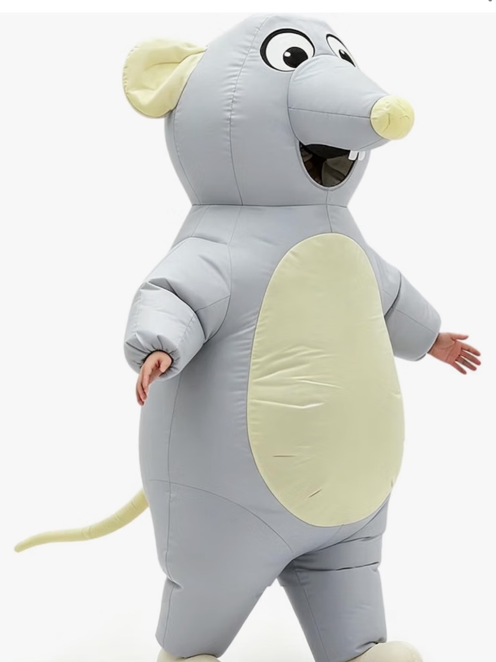 Adult Gray & Cream Inflatable Mouse Costume